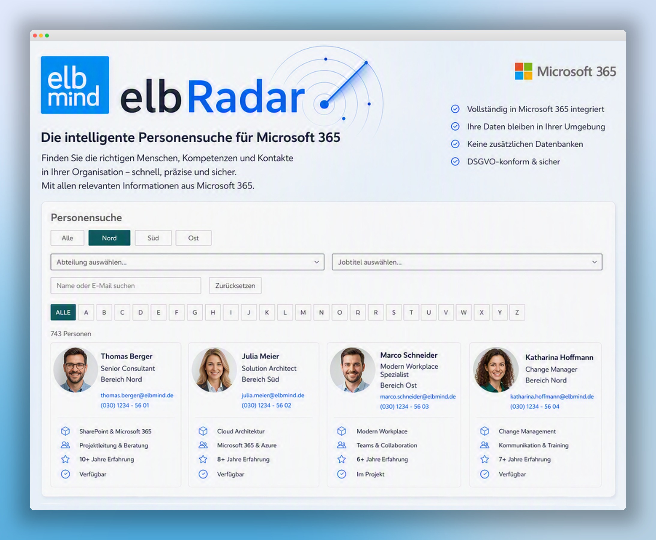 elbRadar – Personensuche für Microsoft 365